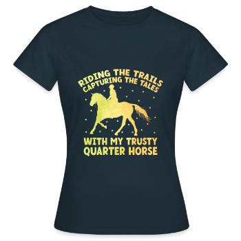American Quarter Horse Equestrian Horse Lover Hors - T-shirt Femme - marine - Devant - AI Model Female 172 dark (172cm)