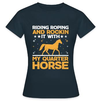 American Quarter Horse Equestrian Horse Lover Hors - T-shirt Femme - marine - Devant - AI Model Female 172 dark (172cm)