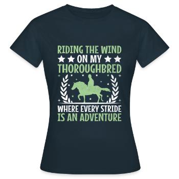 Courses de chevaux pur-sang Équitation Chevaux équestres - T-shirt Femme - marine - Devant - AI Model Female 172 dark (172cm)