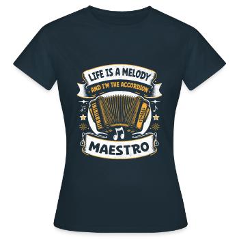 Das Leben ist eine Melodie und ich bin der Akkordeon-Maestro Acc - Frauen T-Shirt - Navy - Vorne - AI Model Female 172 dark (172cm)