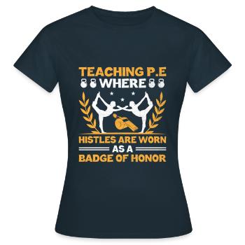 Professeur d’éducation physique Professeurs d’éducation physique École Spor - T-shirt Femme - marine - Devant - AI Model Female 172 dark (172cm)
