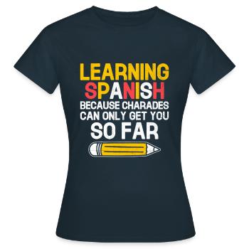 Professeur de langues étrangères École Professeurs de langues - T-shirt Femme - marine - Devant - AI Model Female 172 dark (172cm)