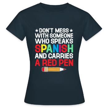 Professeur de langues étrangères École Professeurs de langues - T-shirt Femme - marine - Devant - AI Model Female 172 dark (172cm)