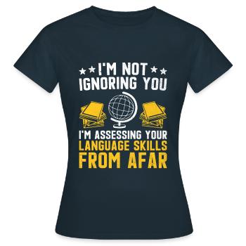 Professeur de langues étrangères École Professeurs de langues - T-shirt Femme - marine - Devant - AI Model Female 172 dark (172cm)