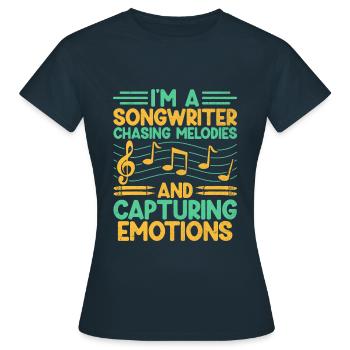 Musicien Auteur-compositeur Chanteur Musicien Musique Musique Pr - T-shirt Femme - marine - Devant - AI Model Female 172 dark (172cm)
