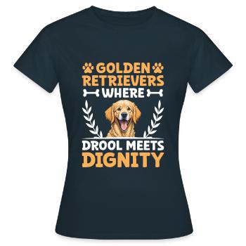 Golden Retrievers où la bave rencontre la dignité GR Dog - T-shirt Femme - marine - Devant - AI Model Female 172 dark (172cm)