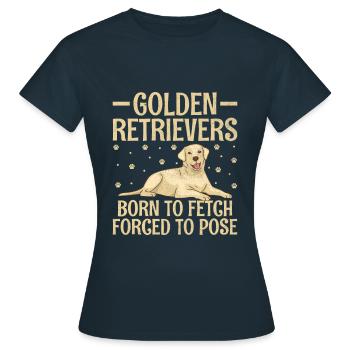 Golden Retriever, die zum Apportieren geboren wurden, gezwungen, GR zu posieren - Frauen T-Shirt - Navy - Vorne - AI Model Female 172 dark (172cm)