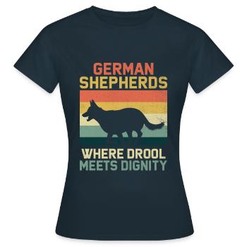Des bergers allemands où la bave rencontre la dignité - T-shirt Femme - marine - Devant - AI Model Female 172 dark (172cm)