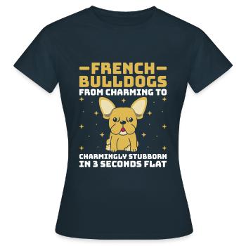 Les bouledogues français : du charmant au charmant stubbo - T-shirt Femme - marine - Devant - AI Model Female 172 dark (172cm)
