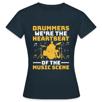 Drummers Wir sind der Herzschlag der Musikszene Dr - Frauen T-Shirt - Navy - Vorne - AI Model Female 172 dark (172cm)