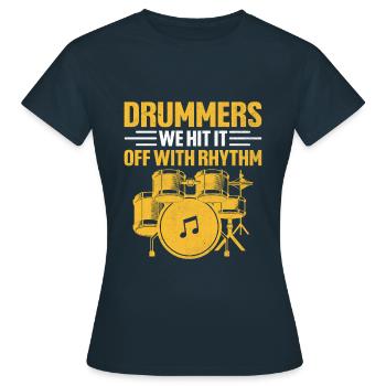 Trommler Wir verstehen uns gut mit Rhythmus Drumming Drum D - Frauen T-Shirt - Navy - Vorne - AI Model Female 172 dark (172cm)