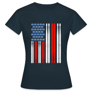 Drapeau américain tambour Patriot Tambour Mélomane Dru - T-shirt Femme - marine - Devant - AI Model Female 172 dark (172cm)