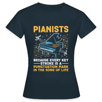 Pianistes parce que chaque trait de touche est une ponctuation - T-shirt Femme - marine - Devant - AI Model Female 172 dark (172cm)