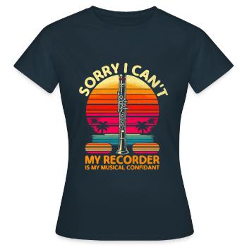 Tut mir leid, ich kann nicht, mein Blockflöte ist mein musikalischer Vertrauter - Frauen T-Shirt - Navy - Vorne - AI Model Female 172 dark (172cm)
