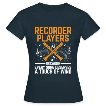 Blockflötenspieler, weil jedes Lied einen Tou verdient - Frauen T-Shirt - Navy - Vorne - AI Model Female 172 dark (172cm)