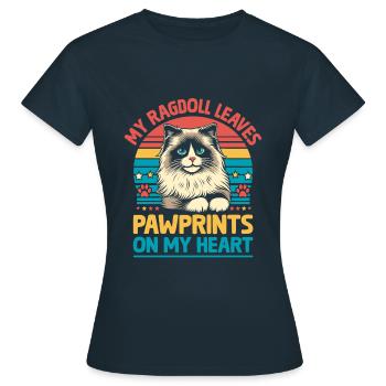 My Ragdoll Leaves Pawprints On My Heart Ragdolls C - Women's T-Shirt - navy - Front - AI Model Female 172 dark (172cm)