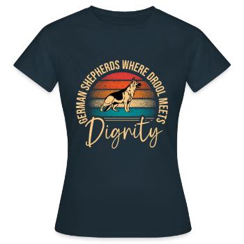 Bergers allemands où la bave rencontre la dignité Shepher - T-shirt Femme - marine - Devant - AI Model Female 172 dark (172cm)