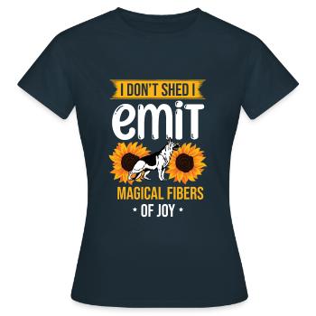 Je ne perds pas, j’émets des fibres magiques de joie Allemands S - T-shirt Femme - marine - Devant - AI Model Female 172 dark (172cm)