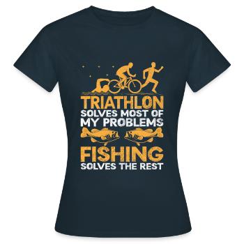 Triathlon Solves Most Of My Problems Fishing Solve - Women's T-Shirt - navy - Front - AI Model Female 172 dark (172cm)