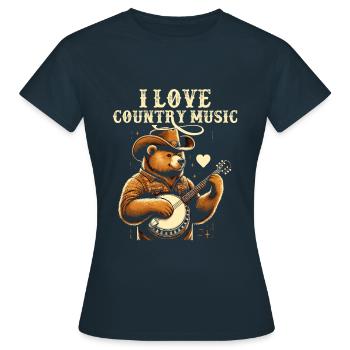 J’aime la musique country Cowboy Ours Song Lover - T-shirt Femme - marine - Devant - AI Model Female 172 dark (172cm)