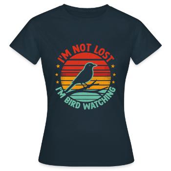 Je ne suis pas perdu Je suis Observation des oiseaux Observation des oiseaux - T-shirt Femme - marine - Devant - AI Model Female 172 dark (172cm)