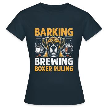 Aboyement Brassage Boxer Régner Amateur de café Chien - T-shirt Femme - marine - Devant - AI Model Female 172 dark (172cm)