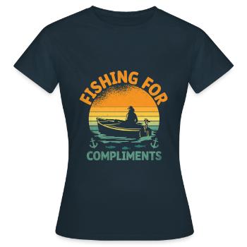 Fishing For Compliments Paddle Boat - Women's T-Shirt - navy - Front - AI Model Female 172 dark (172cm)