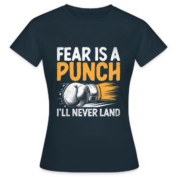 La peur est un coup de poing que je n’atterrirai jamais Boxer Sports - T-shirt Femme - marine - Devant - AI Model Female 172 dark (172cm)
