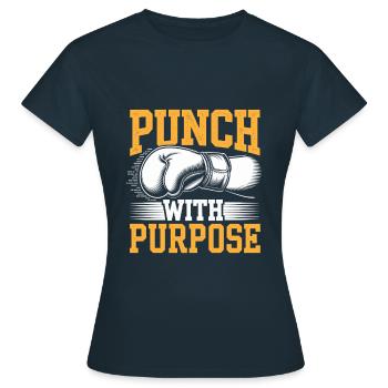 Punch avec but Boxer Sports Gym de musculation - T-shirt Femme - marine - Devant - AI Model Female 172 dark (172cm)