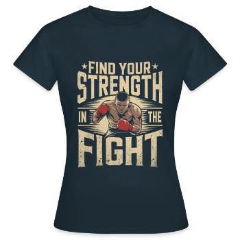 Trouvez votre force dans les sports de boxe de combat - T-shirt Femme - marine - Devant - AI Model Female 172 dark (172cm)