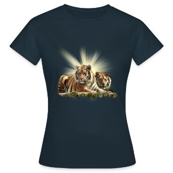 Tiger , pair of tigers , tiger head - Women's T-Shirt - navy - Front - AI Model Female 172 dark (172cm)