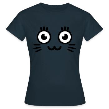 visage mignon de minou - T-shirt Femme - marine - Devant - AI Model Female 172 dark (172cm)