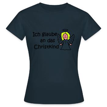 Ich glaube an das Christkind - Frauen T-Shirt - Navy - Vorne - AI Model Female 172 dark (172cm)