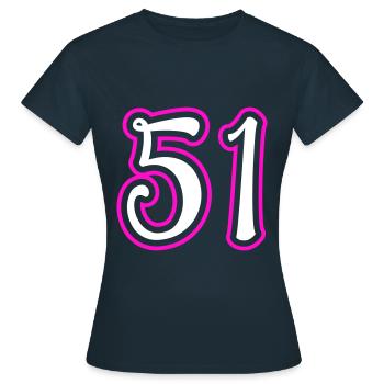 51 Numéro de numéro - T-shirt Femme - marine - Devant - AI Model Female 172 dark (172cm)