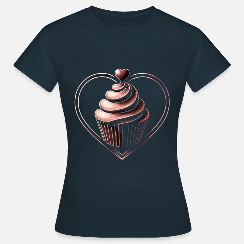 Cupcake Chocolate Heart Baker Baking Bake Cupcakes - Women's T-Shirt - navy