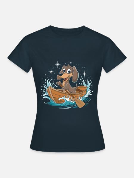 Ein Dackelboot, das Paddelboot fährt - Frauen T-Shirt - Navy