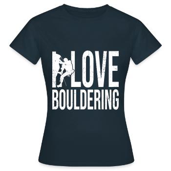 I Love Bouldering Rock Boulder Rock Climber Climbi - Frauen T-Shirt - Navy - Vorne - AI Model Female 172 dark (172cm)