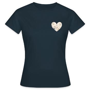 Cœur fleuri - T-shirt Femme - marine - Devant - AI Model Female 172 dark (172cm)