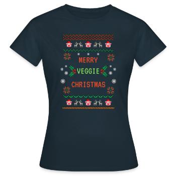 Ugly Veggie Christmas - Frauen T-Shirt - Navy - Vorne - AI Model Female 172 dark (172cm)