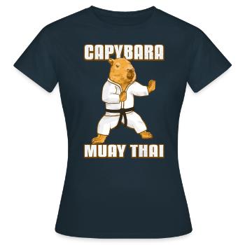 Muay Thai Capybara - Frauen T-Shirt - Navy - Vorne - AI Model Female 172 dark (172cm)
