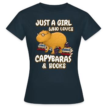 Seulement une femme qui aime le capybara et les livres - T-shirt Femme - marine - Devant - AI Model Female 172 dark (172cm)