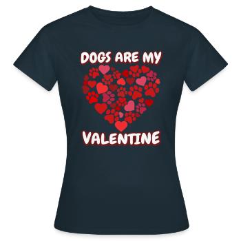 Frauen Hunde Valentinstag - Frauen T-Shirt - Navy - Vorne - AI Model Female 172 dark (172cm)