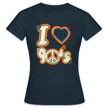 ich liebe die 90's Peace Zeichen - Frauen T-Shirt - Navy - Vorne - AI Model Female 172 dark (172cm)