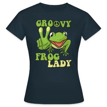 Groovy Frog Lady - Women's T-Shirt - navy - Front - AI Model Female 172 dark (172cm)