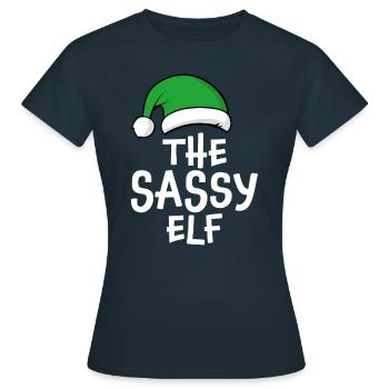 The Sassy Elf - Women's T-Shirt - navy - Front - AI Model Female 172 dark (172cm)
