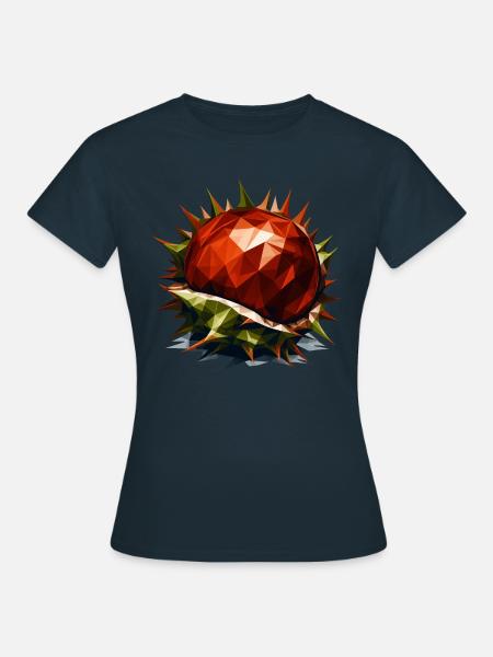Polygon Kastanie: Herbstlicher Laubbaum in - Frauen T-Shirt - Navy