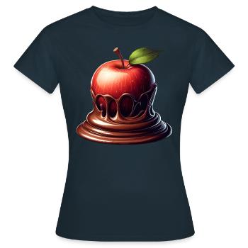 Schokoladen-Apfel-Fusion Schmelzendes Design - Frauen T-Shirt - Navy - Vorne - AI Model Female 172 dark (172cm)