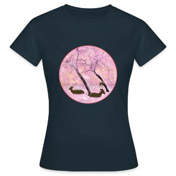 Japanese cherry blossoms woman - Women's T-Shirt - navy - Front - AI Model Female 172 dark (172cm)