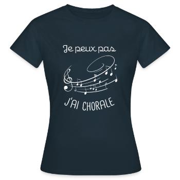 Je peux pas, j'ai chorale - T-shirt Femme - marine - Devant - AI Model Female 172 dark (172cm)