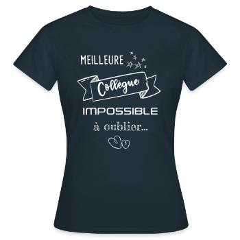 Idée cadeau collègue de travail - T-shirt Femme - marine - Devant - AI Model Female 172 dark (172cm)
